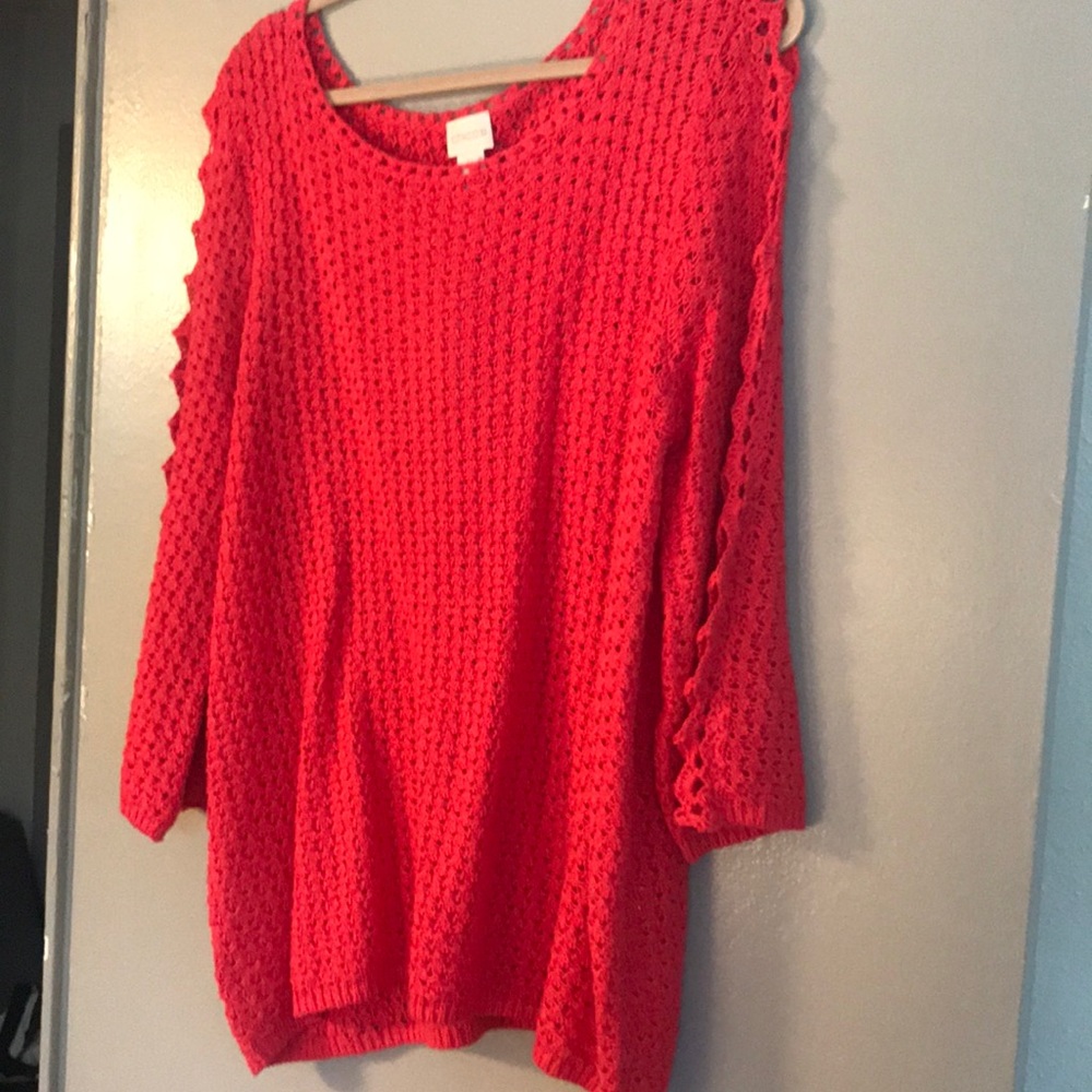 Coral knit/crochet top from Chico’s